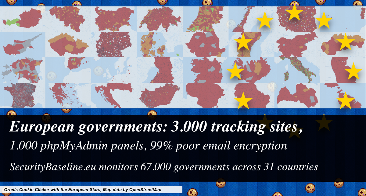 A world map overlaid with red and orange markers indicating security risks on government websites.