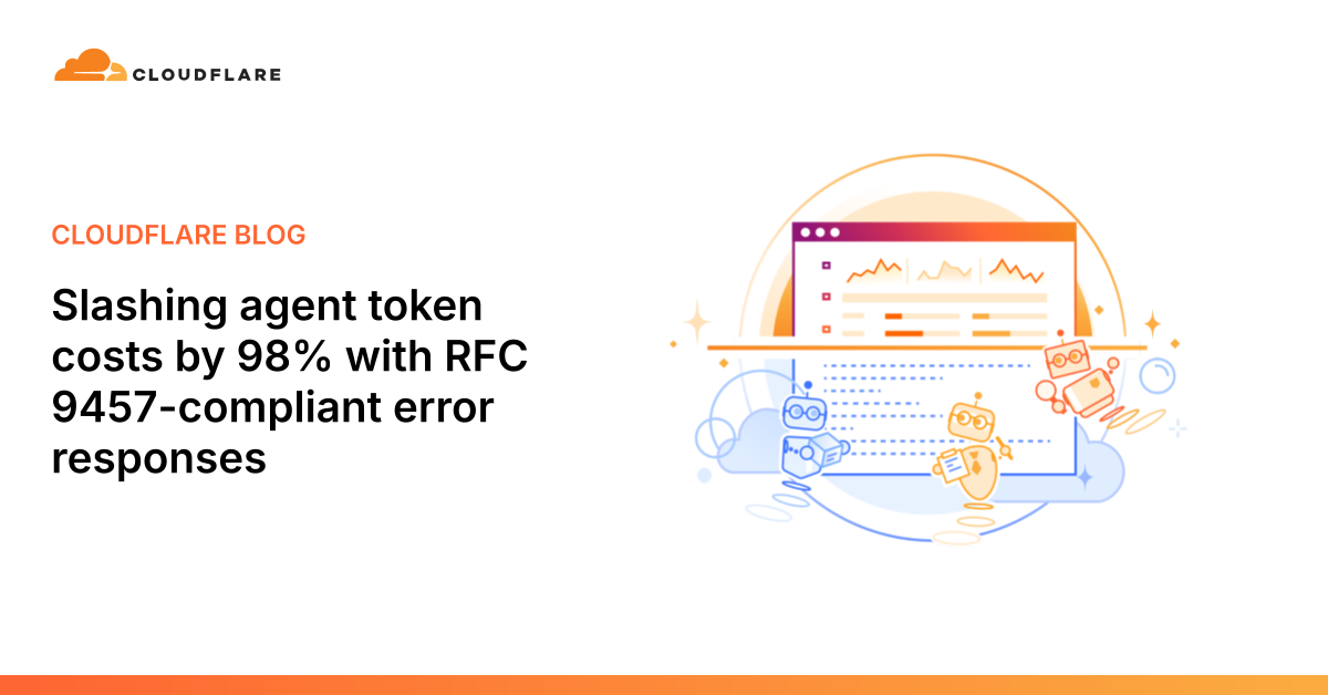 Cloudflare dashboard showing structured JSON error response for AI agents
