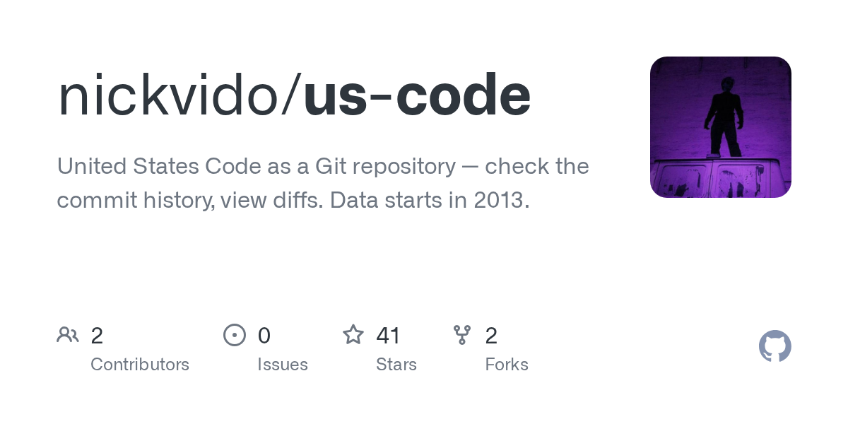 Directory tree of US Code Git repo showing titles like title-01-general-provisions