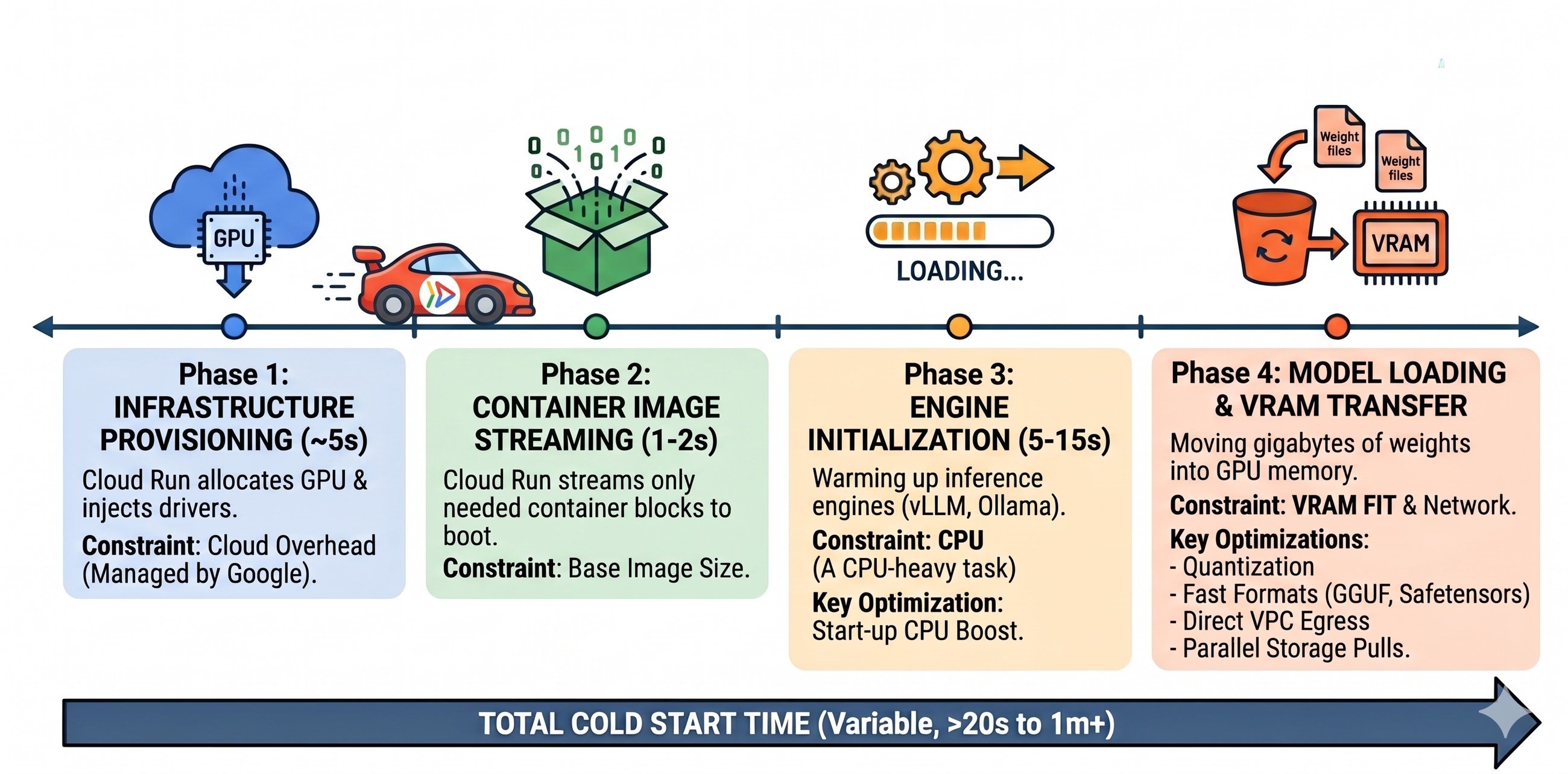 Illustration of data flowing from cloud storage to a GPU with network latency indicators.